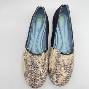 👉 Reneu Snakeskin Print Comfort Ballet Flats - Size 10